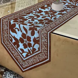 KANUSHI INDUSTRIES Brown & Blue Floral Printed Pure Cotton Table Runner-22