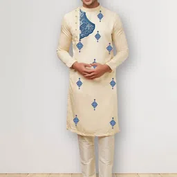 PulseIQ Men Floral Printed Kurta with Pyjama-picture-55