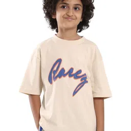 RARE ONES Boys Typography Printed Round Neck Cotton Oversized T-shirt-image-81
