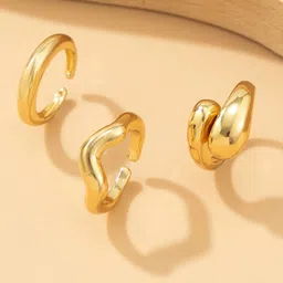 Jewels Galaxy Set Of 3 Gold Plated Midi Adjustable Finger Rings-18
