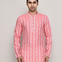 Arihant Rai Sinha Woven Design Mandarin Collar Chanderi Silk Straight Kurta-image-62
