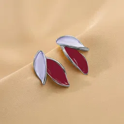 FIMBUL Silver-Plated Antique Leaf Shaped Studs-16