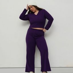 CURVY STREET Women V-Neck Long Sleeves Top-image-42