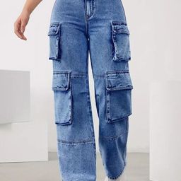 DressBerry Women Comfort Wide Leg High-Rise Light Fade Acid Wash Stretchable Jeans-image-70