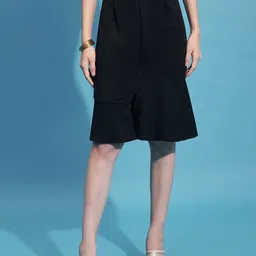 BUY NEW TREND Women Fish Cut Knee Length Skirt-picture-37