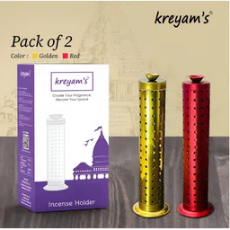 kreyam's 2Pcs Yellow & Red Textured Incense Stick Holders-image-89