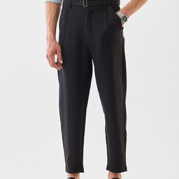 Snitch Men Regular Fit Mid-Rise Pleated Formal Trousers-picture-18