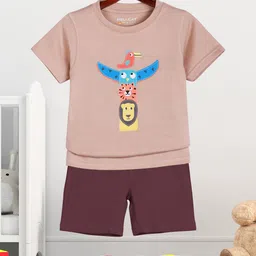 HELLCAT Boys Animal Graphic Printed Round Neck T-Shirt With Shorts-image-78