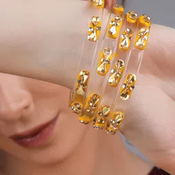 ZULKA Set Of 4 Glass Crystal Studded Bangles image 2