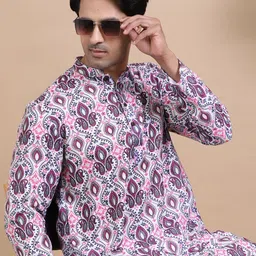TATTVA Men Tribal Printed Summer Sheers Kurta-image-90