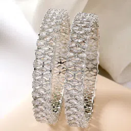 ZENEME Set Of 2 Rhodium-Plated AD-Studded Bangles image 1