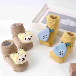 KICKS & CRAWL Infants Pack Of 2 Self Design Ankle-Length Socks-6