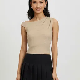 glitchez Seersucker Fitted One Shoulder Top-picture-32