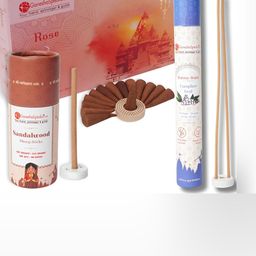 GaneshaSpeaks 90Pcs Brown Rose Dhoop Cones & Sandalwood Dhoop Stick, Incense Stick-image-79