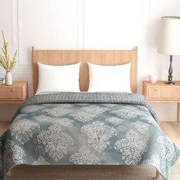 A Homes Grace Blue & Cream Floral Microfiber AC Room 120 GSM Double Bed Dohar-image-123
