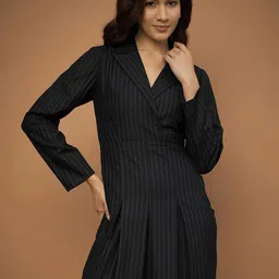 All About You Formals Wrap Striped Shirt Coller Dress-picture-16