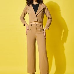 DIMPY GARMENTS Women Solid Blazer & Trousers Co-Ords Set-image-99