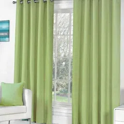 213 cm (7 ft) Polyester Semi Transparent Door Curtain (Pack Of 2) (Solid, Light Green)-image-95