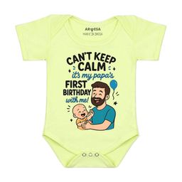 Arvesa Papa First Birthday With Me Printed Bodusuit-image-76
