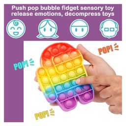 Fiddlerz Cartoon Shaped Stress Relieving Silicone Pop It Fidget Toy - Multicolor image 5