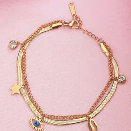 Bohey by KARATCART Women Cubic Zirconia Gold-Plated Charm Bracelet-55