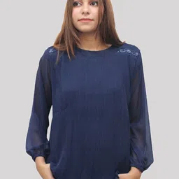 HAUTEMODA Women Self Design Georgette Top-35