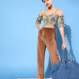 KASSUALLY Women Floral Printed Georgette Fitted Crop Top-image-75