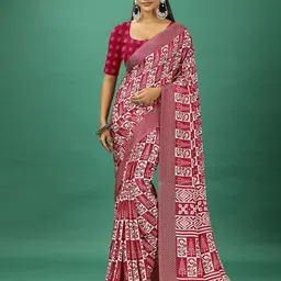 A.V.M. SILK MILLS Ethnic Motifs Printed Pure Crepe Saree-image-65