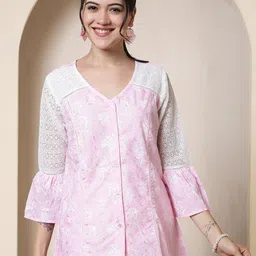 all about you Women Floral Printed V-Neck Bell Sleeves Lace Work Casual Top-picture-49