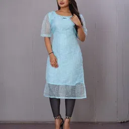 Bought First Striped Organza Straight Kurta-image-15