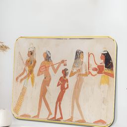 SAF Off White & Brown Egyptian Musicians Printed Wall Art-image-105