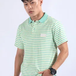 Beyoung Men Striped Polo Collar Pockets T-shirt-image-39