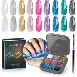 Modelones Colour Cube 9 In 1 Gel Nail Polish Palette with Brush 9g - Like Confetti 59A-23