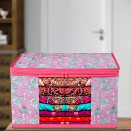 Kuber Industries Pink Set of 12 Printed Saree Organisers-16