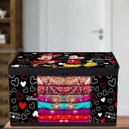 Kuber Industries Black & Red 9 Pieces Cartoon Printed Saree Organisers-5