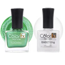 Color Fx Set Of 2 Cocktail & Perfect Stay Nail Enamels 9ml Each - Green 134 + Top Coat 151-image-45