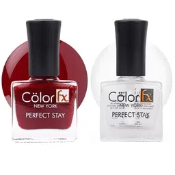 Color Fx Set Of 2 Perfect Stay Nail Enamels 9ml Each - Maroon 121 + Top Coat 151-image-62