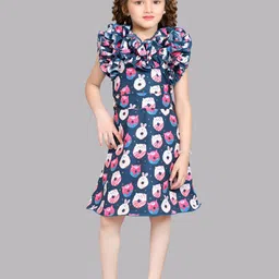 Pink Chick Printed Square Neck Flutter Sleeve Ruffled A-Line Dress-image-59