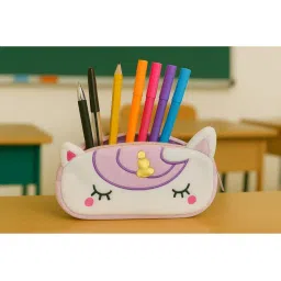 Awestuffs Purple Unicorn with Golden Horn Pencil Pouch-picture-15