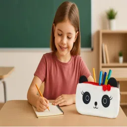 Awestuffs White Panda with Bow Pencil Pouch-picture-16