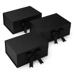 Awestuffs Black Gift Box Elegant Folding Gift Boxes with Ribbon (Pack Of 3)-picture-41