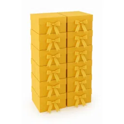 Awestuffs Gold Gift Box Elegant Folding Gift Boxes with Ribbon (Pack Of 12)-picture-0