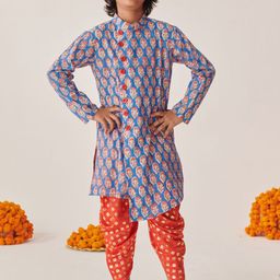 pspeaches Boys Floral Printed Regular Kurta with Dhoti Pants-27