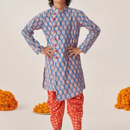 pspeaches Boys Floral Printed Regular Kurta with Dhoti Pants-24