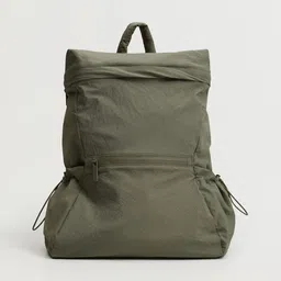 MANGO Women Olive Green Solid Backpack-picture-8