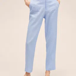 MANGO Women Blue High-Rise Trousers-image-75