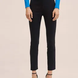MANGO Women Black Solid Trousers-image-40