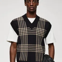 MANGO MAN Checked Sweater Vest-image-55
