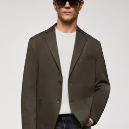 MANGO MAN Single-Breasted Notched Lapel Formal Blazer-image-72