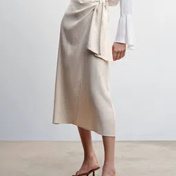 MANGO Knot Detail Cotton Midi Skirt-picture-42